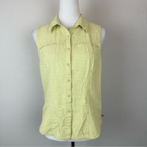 Guide‎ Series Yellow Gingham Sleeveless Cotton Blouse Sz M Button Front